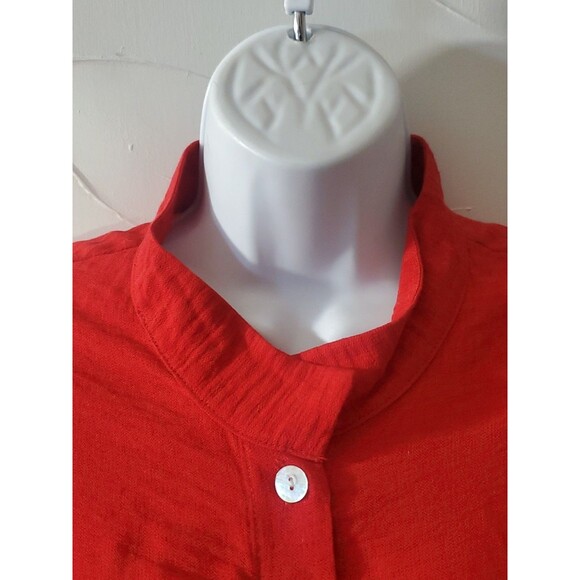 Vintage Christopher Calvin 1X Red Mandarin Nehru Collar Button Down Tunic Top - Picture 3 of 10